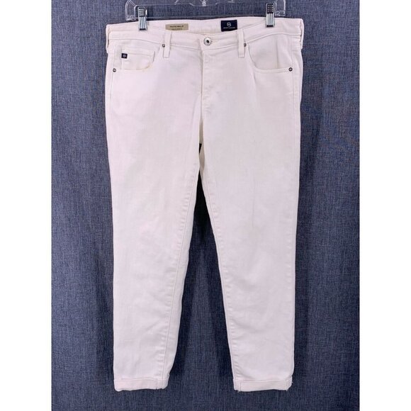 AG The Stilt Roll Up Cigarette White Denim Jeans Size 30 Adriano Goldschmeid - Picture 2 of 6
